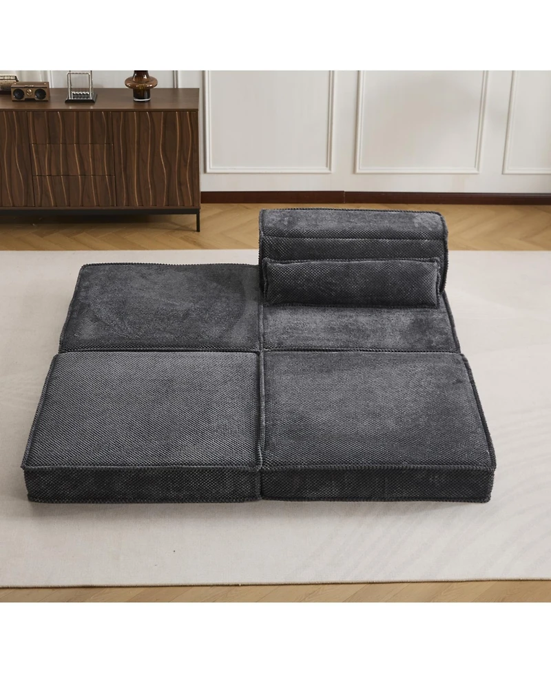 Streamdale Furniture Compression Sofa, Convertible Floor Sofa Bed, Modular Sectional, Dark Grey