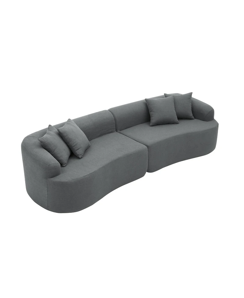 Streamdale Furniture Streamdale Curved Lamb's Wool Modular Sectional Sofa - Gray