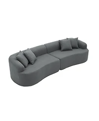 Streamdale Furniture Streamdale Curved Lamb's Wool Modular Sectional Sofa - Gray
