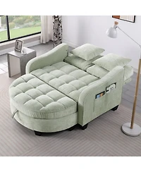 Streamdale Two-seater sofa with storage chaise and throw pillows - Cyan