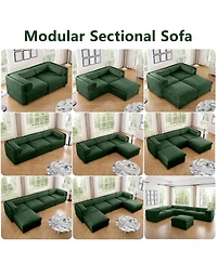 Streamdale Modern 6-Piece Modular Sectional Sofa with Storage - Soft Green Chenille