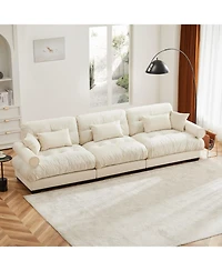 Streamdale Furniture Streamdale Extra Large 3 Seat Modern Velvet Sofa, Oversize, Cloud-Like Comfort, Cream