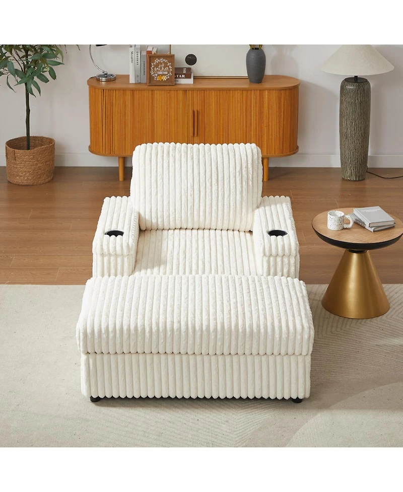 Streamdale Furniture Streamdale 42.5" Corduroy Single Recliner with Pillow, Cup Holder, Storage Footrest