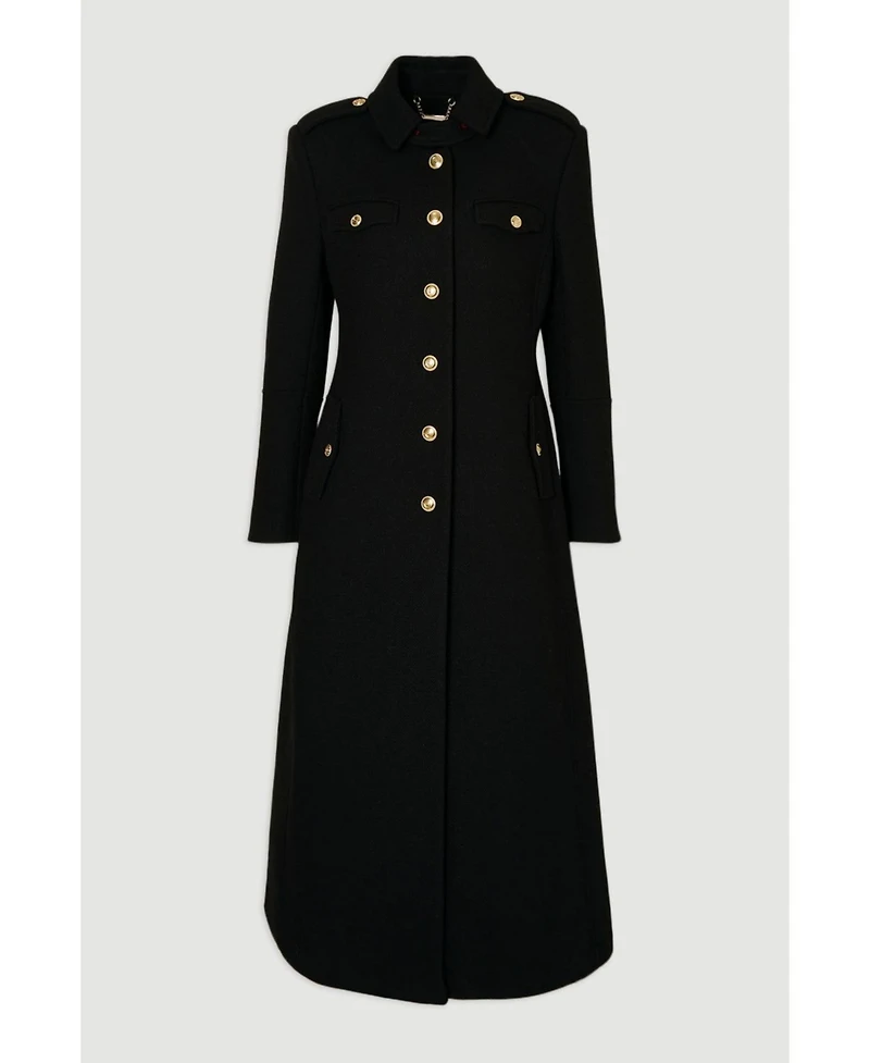 Karen Millen Women's Wool Military Tailored Maxi Coat