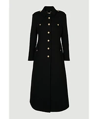 Karen Millen Women's Wool Military Tailored Maxi Coat