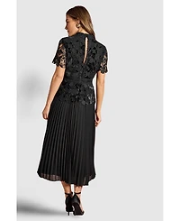 Coast Women's Velvet Lace Collared Midi Dress