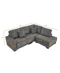 Streamdale Furniture Streamdale 93" L-Shaped Sectional Sofa with Reversible Chaise Lounge (Grey