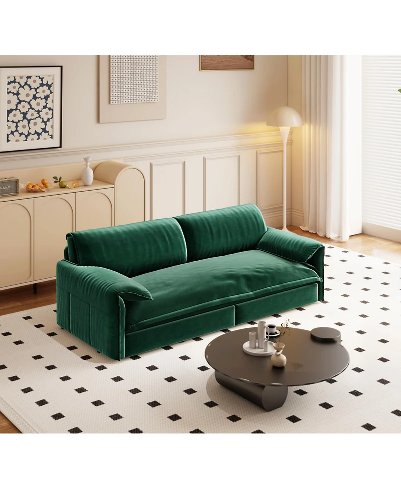 Streamdale Furniture 66" Queen Pull Out Sofa Bed with Storage, 3-in-1 Convertible Velvet Loveseat Sleeper