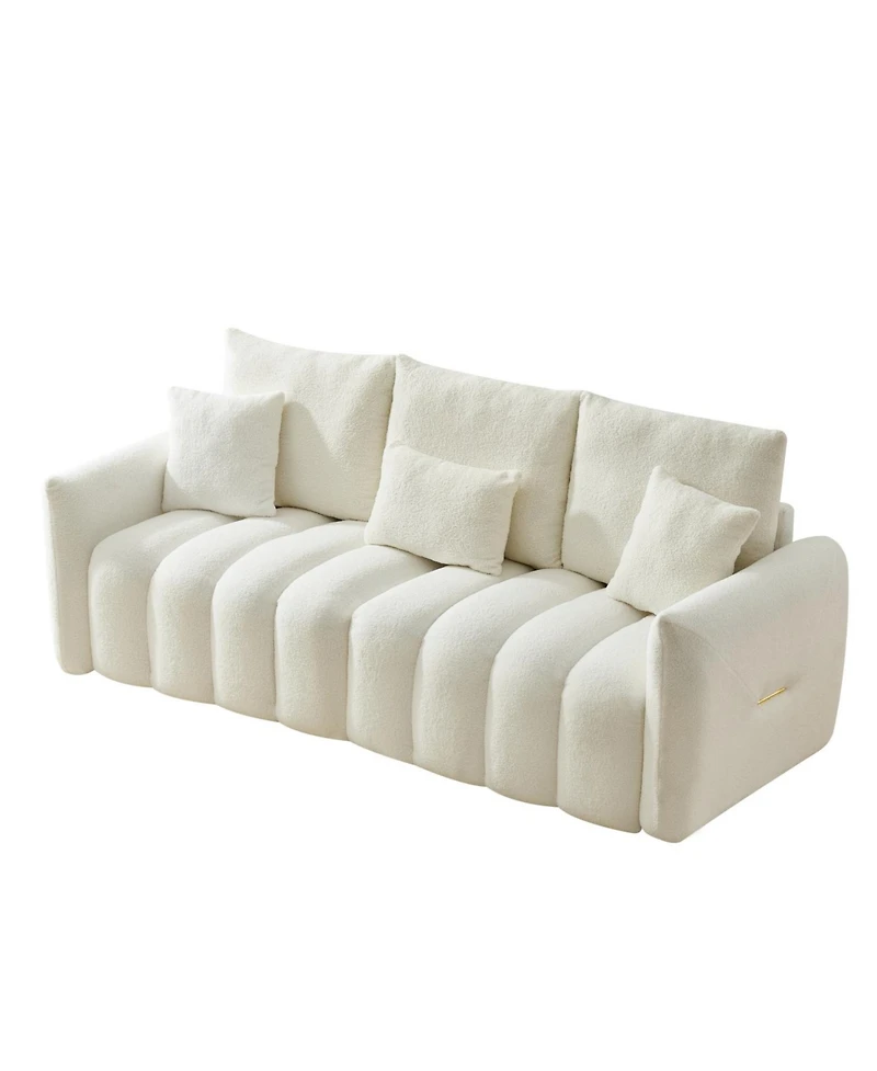 Streamdale Furniture 78" Teddy Fabric Sofa with Pillows & Solid Wood Frame
