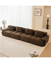 Streamdale Furniture Streamdale 153" Modern Modular Corduroy Sectional Sofa, 4-Seater Couch, Brown
