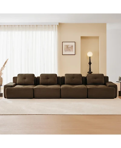 Streamdale Furniture Streamdale 153" Modern Modular Corduroy Sectional Sofa, 4-Seater Couch, Brown