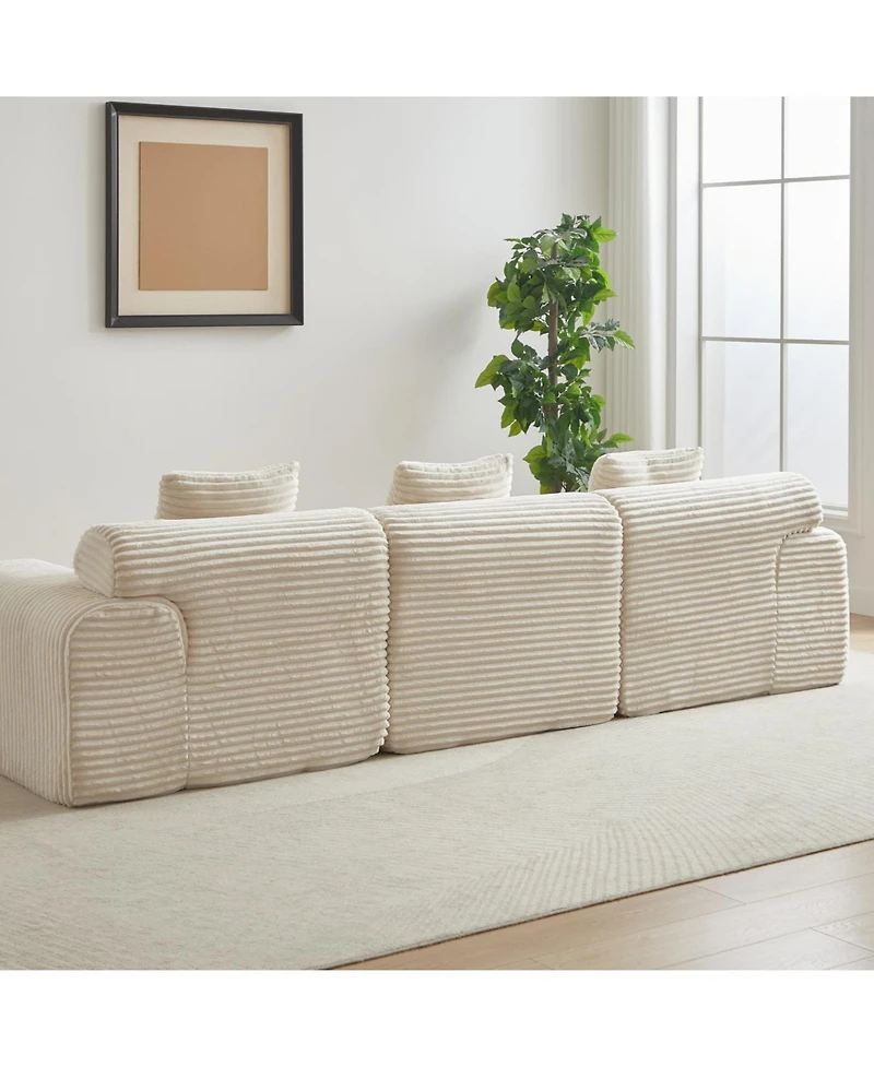 Streamdale Furniture Streamdale Corduroy Modular Sofa with 4 Configurable Modules & 3 Pillows