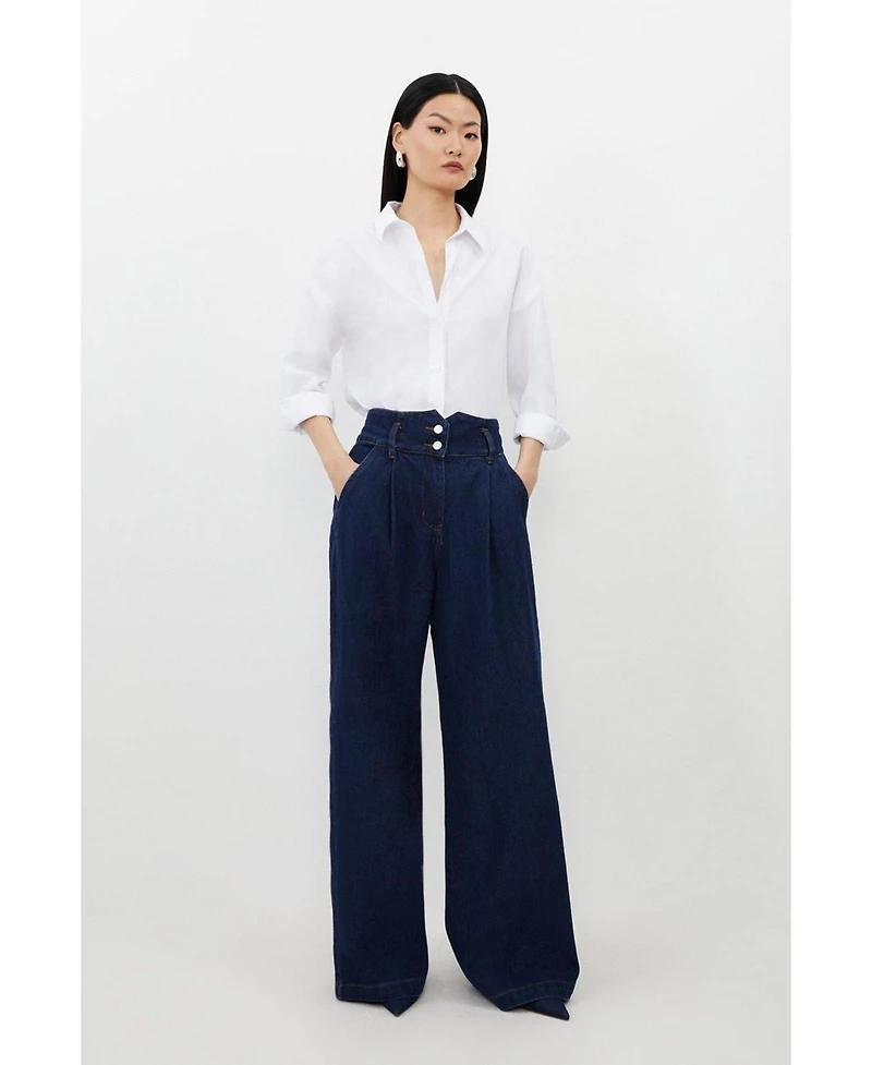 Karen Millen Women's Denim Wide Leg Pants