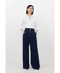 Karen Millen Women's Denim Wide Leg Pants