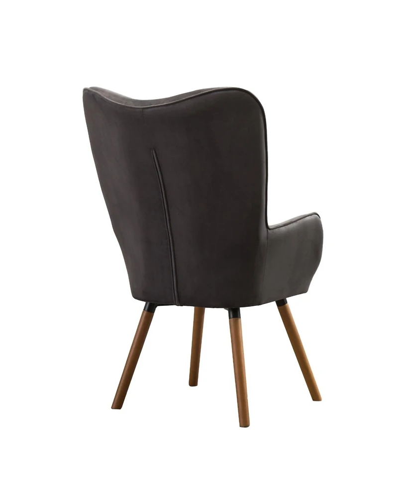 Streamdale Furniture Streamdale Contemporary Silky Velvet Tufted Button Back Accent Chair, Gray