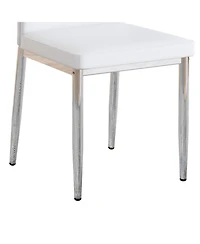 Streamdale Furniture Streamdale Set of 4 Silver & White Dining Chairs, 37" High, Ergonomic Pu Backrest