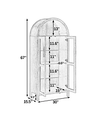 Streamdale Modern Retro Wooden Storage Cabinet with Adjustable Glass Partitions - Black