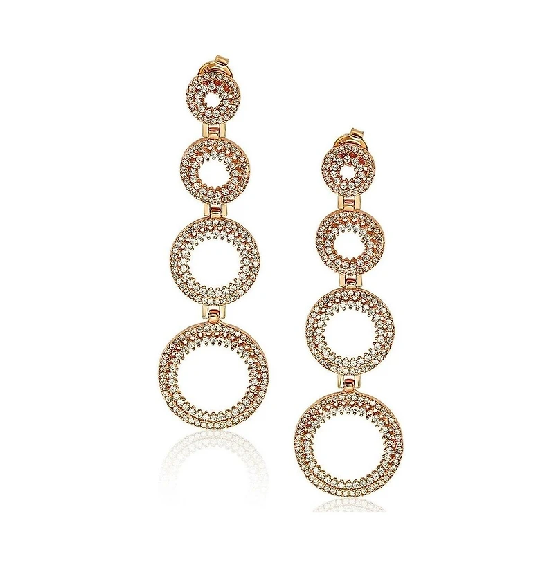 Suzy Levian Sterling Silver Cubic Zirconia Graduating Circle Drop Dangle Earrings