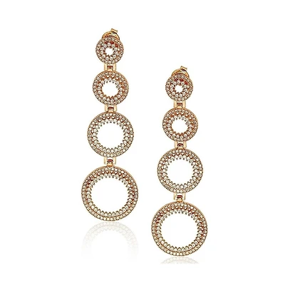 Suzy Levian Sterling Silver Cubic Zirconia Graduating Circle Drop Dangle Earrings