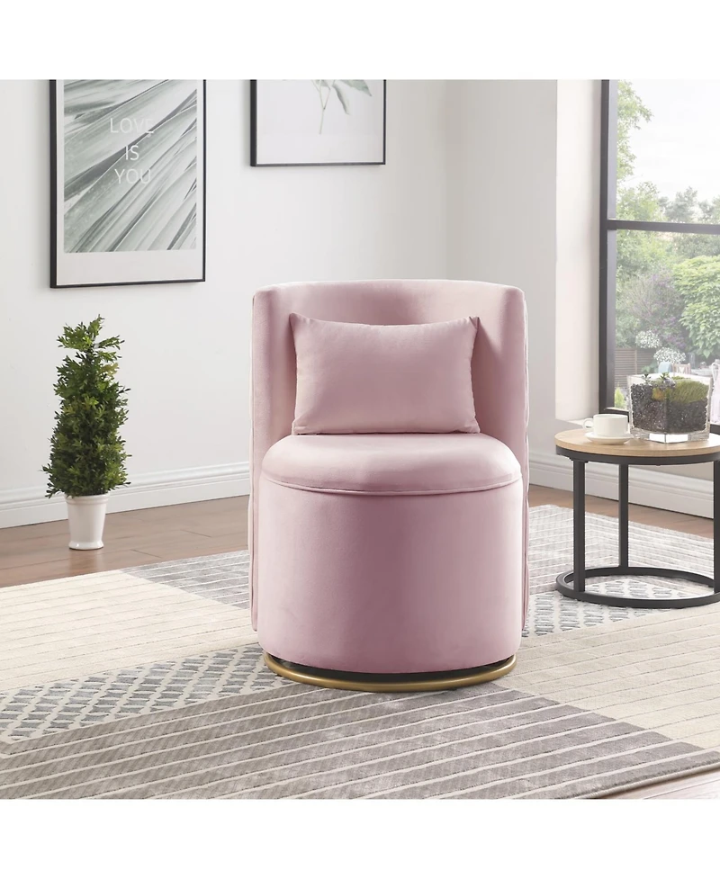 Streamdale 360 Swivel Velvet Chair w/ Storage & Gold Base
