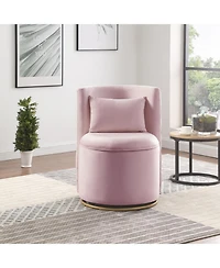 Streamdale 360 Swivel Velvet Chair w/ Storage & Gold Base