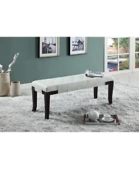 Streamdale Furniture Streamdale Linon Tufted Bench, Faux Leather, White