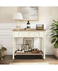 Streamdale Furniture Streamdale Vintage Two-Drawer Console Table with Open Shelf