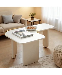 Streamdale Furniture Streamdale Modern L-Shape Coffee Table, Multi-layer Green Paint, White