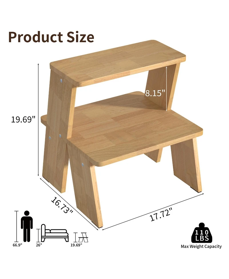 Streamdale Furniture Streamdale 2-Tier Natural Finish Wooden Nightstand/End Table