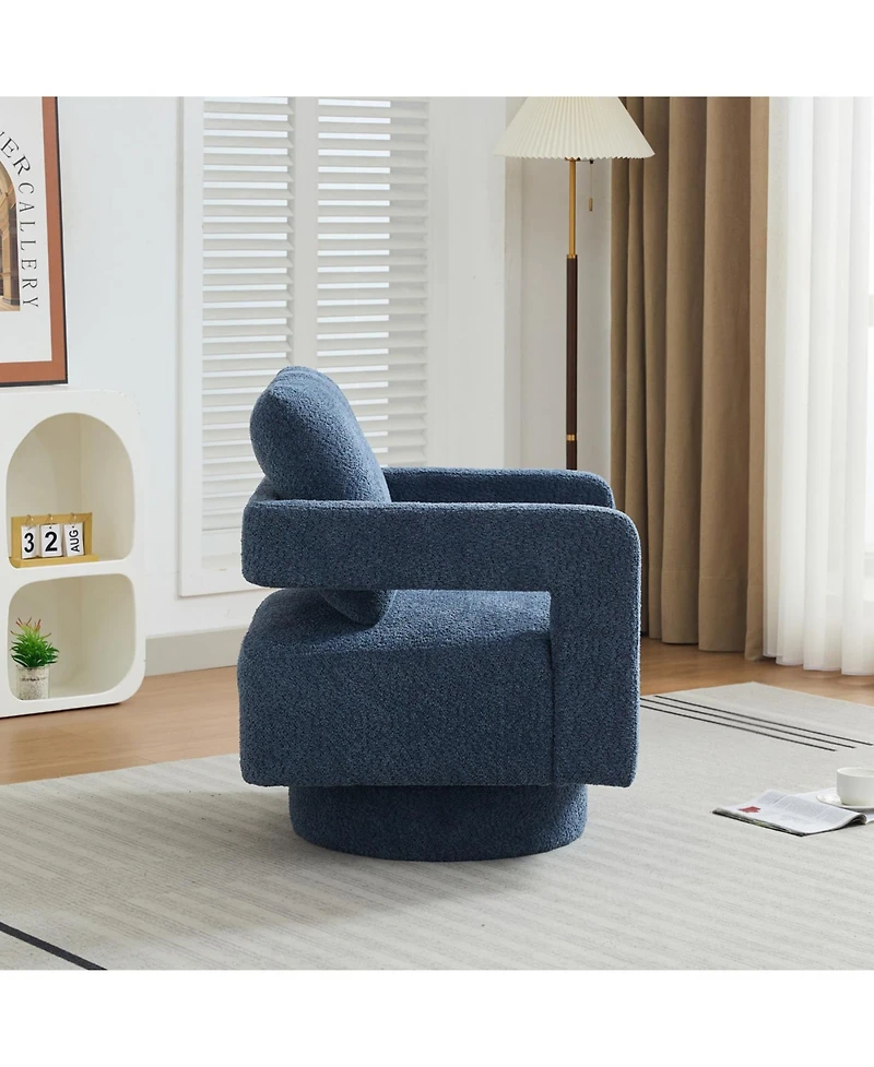 Streamdale Furniture Navy Swivel Chair, Modern Rotating Arm Chair with Open Back
