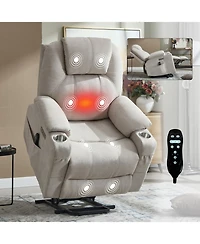 Streamdale Furniture Polyester Power Lift Recliner Chair, 350 Lbs Capacity, 8-Point Massage, Heating, Usb/Type-c, Beige
