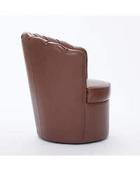 Streamdale Furniture Brown Petal Swivel Chair - 360 Spin, Genuine Leather Wing-Back Desk Chair