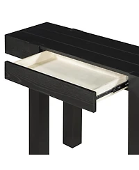 Streamdale Rustic Minimalist Console Table with Hidden Drawer & Power Outlet (Black)