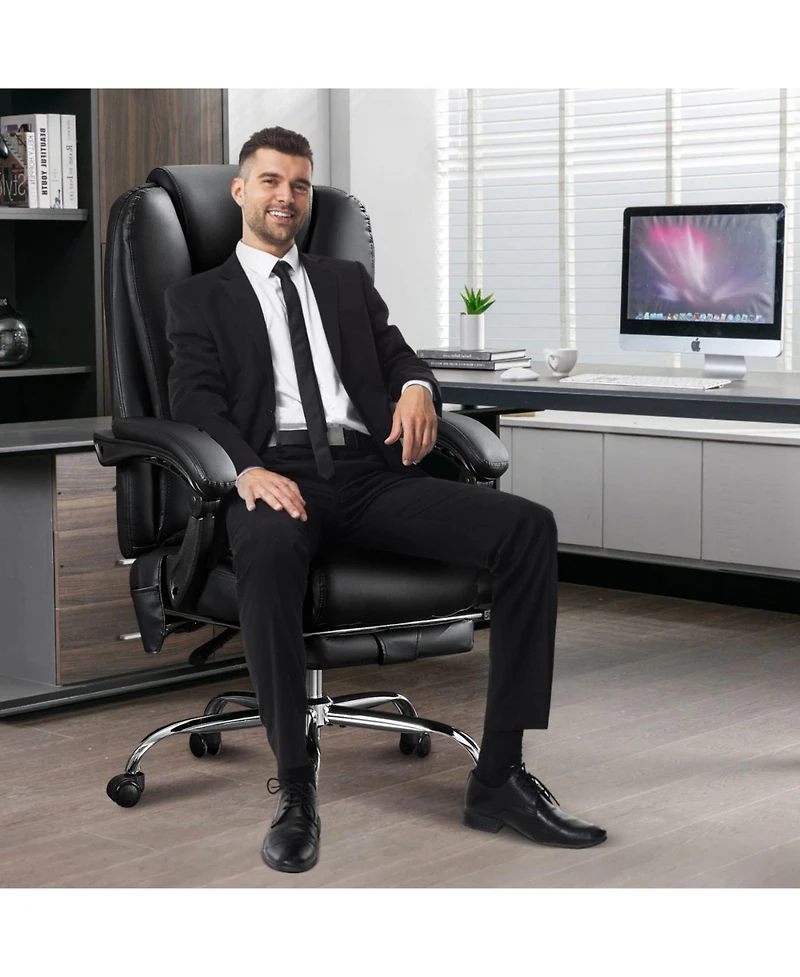 Streamdale Furniture Streamdale Massage Office Chair with Heat, Vibration, Foot Rest & Reclining Backrest