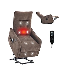 Streamdale Furniture Chenille Power Lift Recliner Chair with Massage & Heat for Elderly