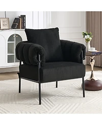 Streamdale Furniture Modern Teddy Fleece Chair with Gold Legs, Black