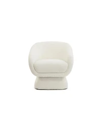 Streamdale Furniture White Boucle Swivel Chair, Solid Wood Frame, Modern Armchair