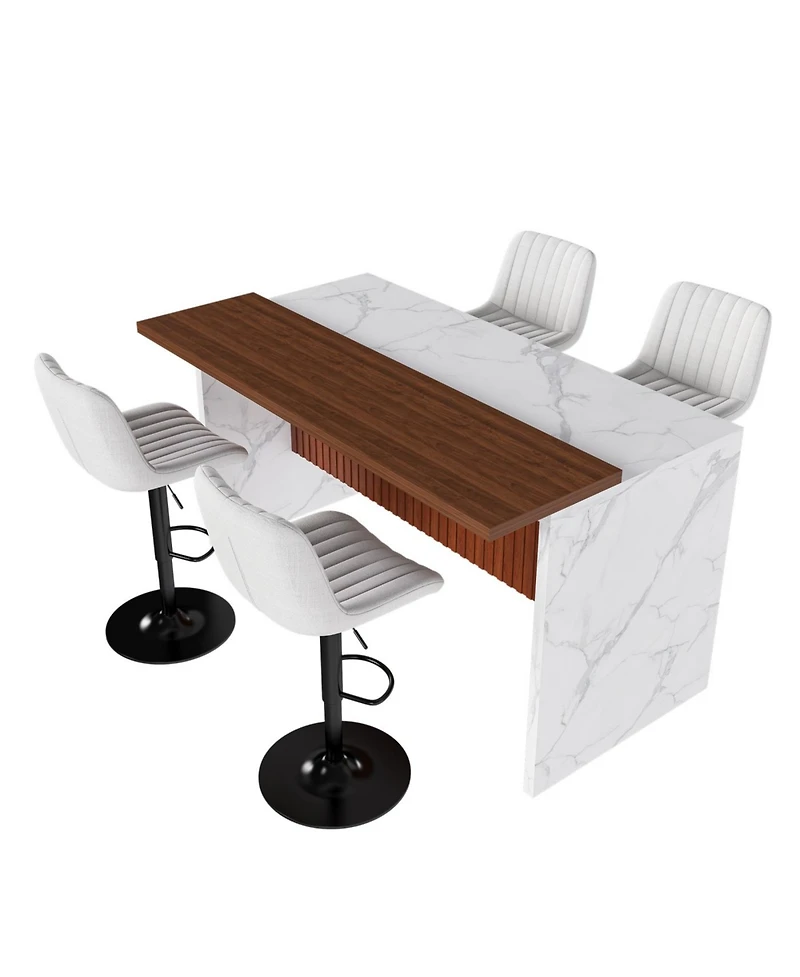 Streamdale Modern Kitchen Island Set with 4 Beige Bar Stools
