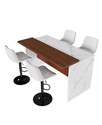 Streamdale Modern Kitchen Island Set with 4 Beige Bar Stools
