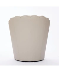 Streamdale Furniture Cream Petal Swivel Chair - 360 Spin, Genuine Leather Wing-Back Desk Chair