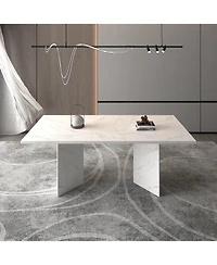 Streamdale Furniture Extendable Faux Marble Dining Table (Seats 6-10)