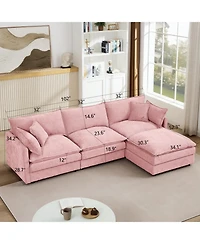 Streamdale Furniture Modular Sectional Sofa, 102 Inch L Shaped Couch Set, 3-Seater Cloud Couch