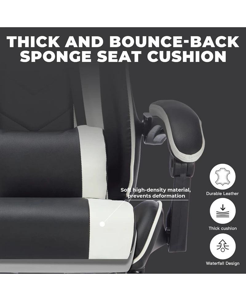 Streamdale Gaming Chair with Footrest, Ergonomic Computer Chair, Black White
