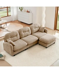 Streamdale Furniture Streamdale Modular Sectional L-Shaped Couch with Ottoman in Camel Chenille