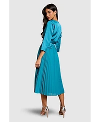 Coast Women's Satin Bodice Pleat Skirt Midi Dress