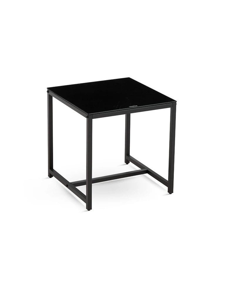 Streamdale Black Glass Night Stand, Mdf Side Table, Small Tea Table