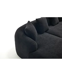 Streamdale Furniture Streamdale Compression L-Shape Sectional Sofa with Curved Chaise, Black Modular Chenille Couch
