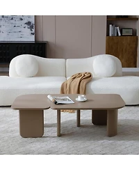 Streamdale 2 Pcs Modern Modular Coffee Table Set, Farmhouse Tables w/ Multi-layer Paint, Khaki