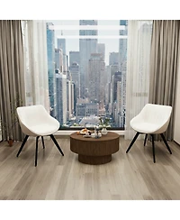 Streamdale Furniture Mdf Modern Round Coffee Table & 2 Pu Dining Chairs Set