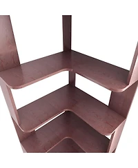 Streamdale Furniture 6 Tier L-Shaped Corner Bookshelf - Wooden Bookcase with Anti-Tip Device